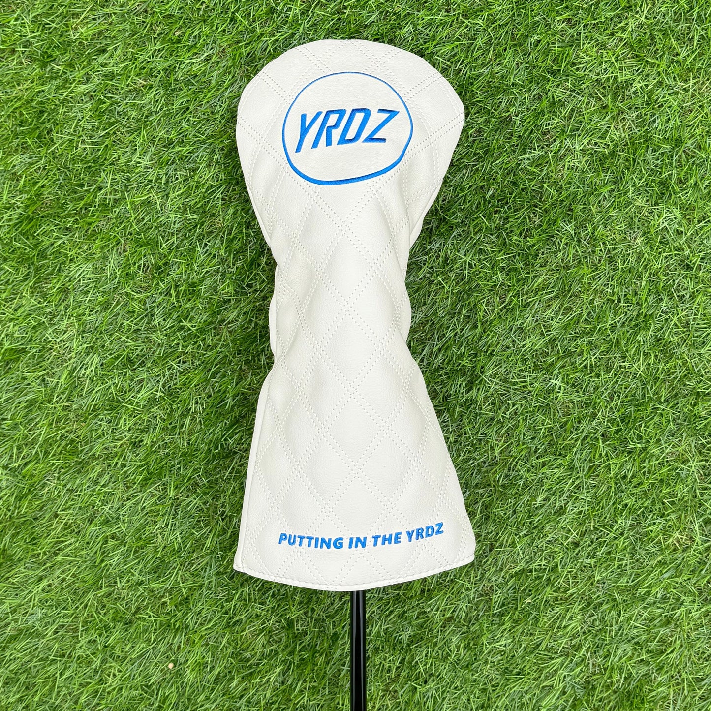 YRDZ Blue Golf Hat, White Head Cover & 50 Tees Combo Saver