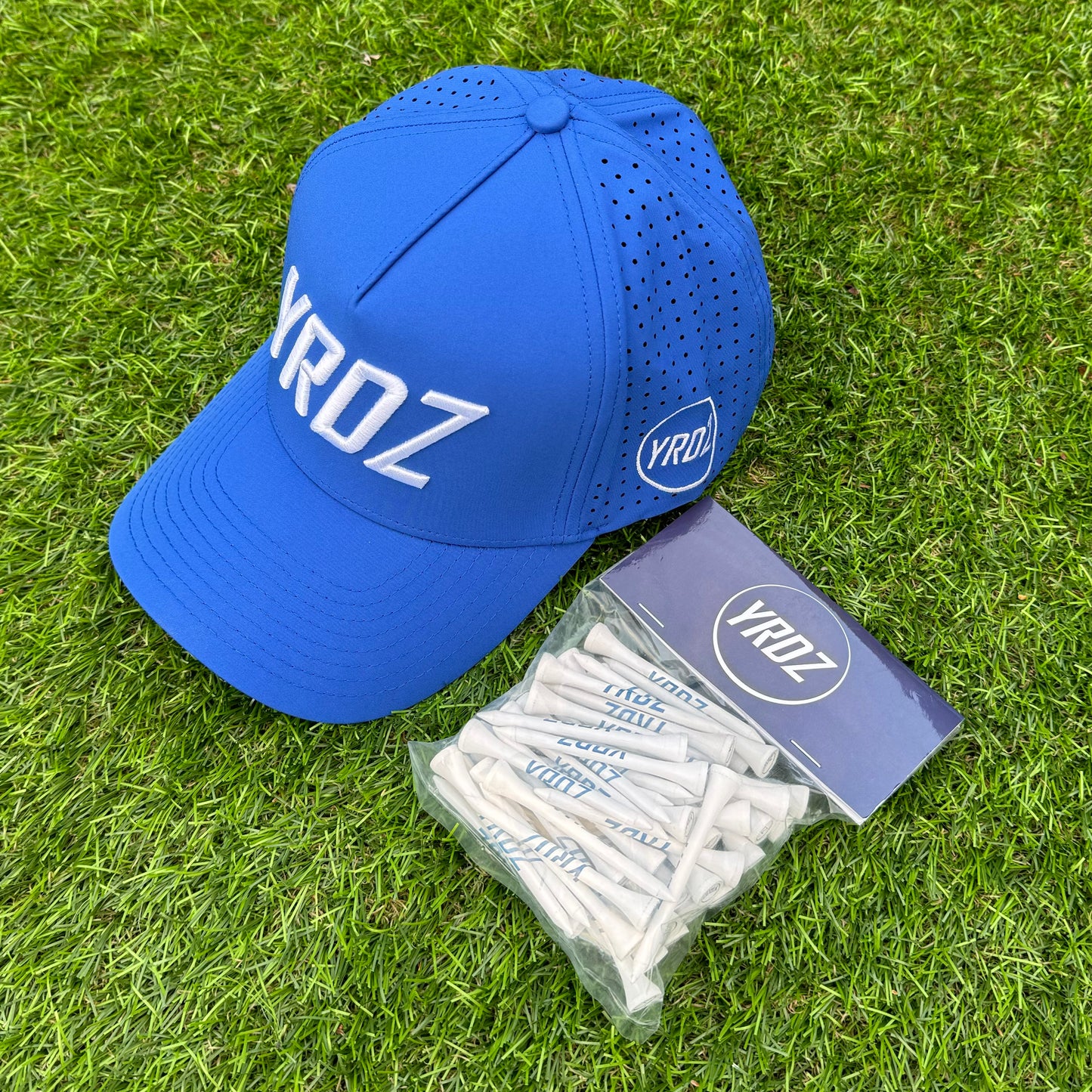 YRDZ Blue Golf Hat & 50 Tees Combo Saver