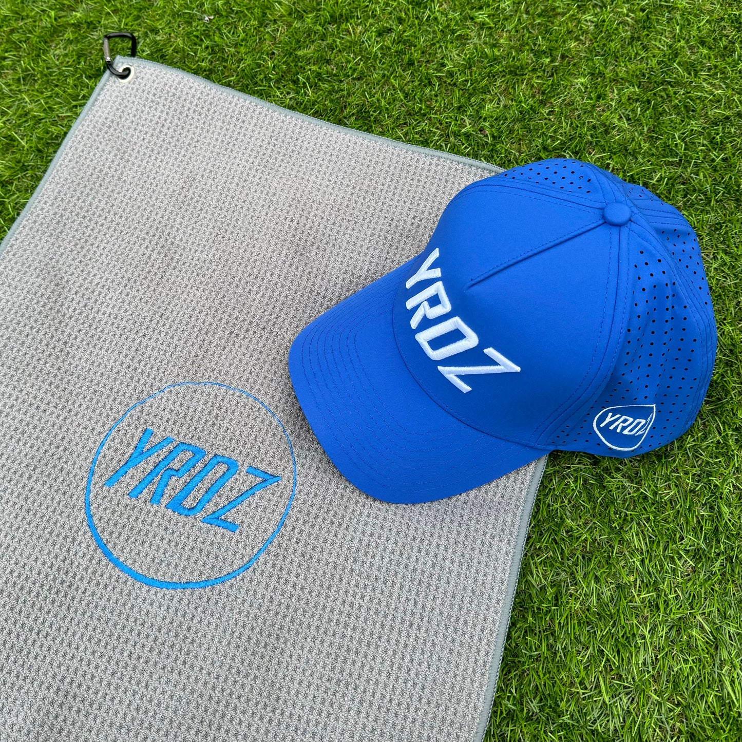 YRDZ Grey Towel, Blue Hat & 50 Tees Combo Saver