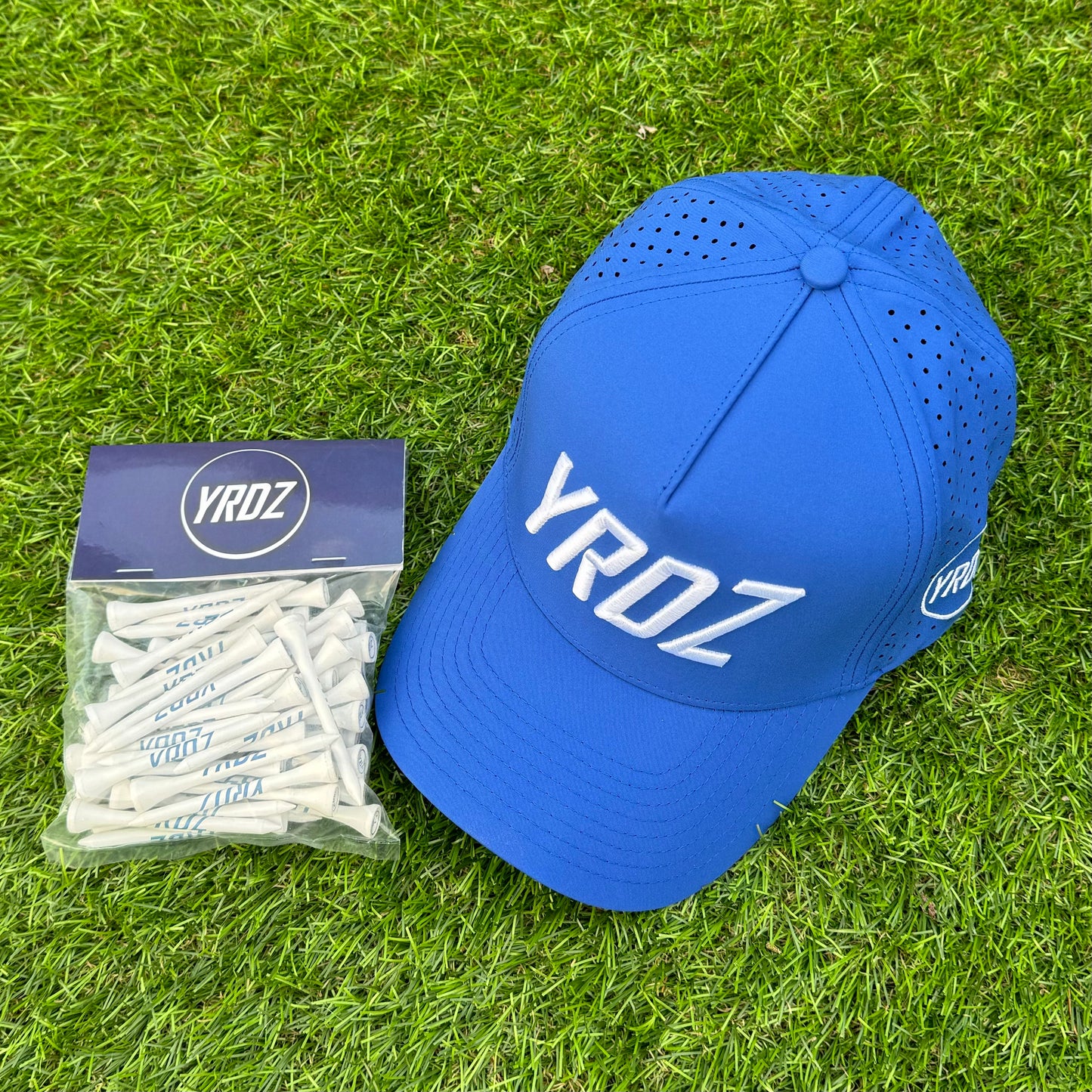 YRDZ Blue Golf Hat & 50 Tees Combo Saver